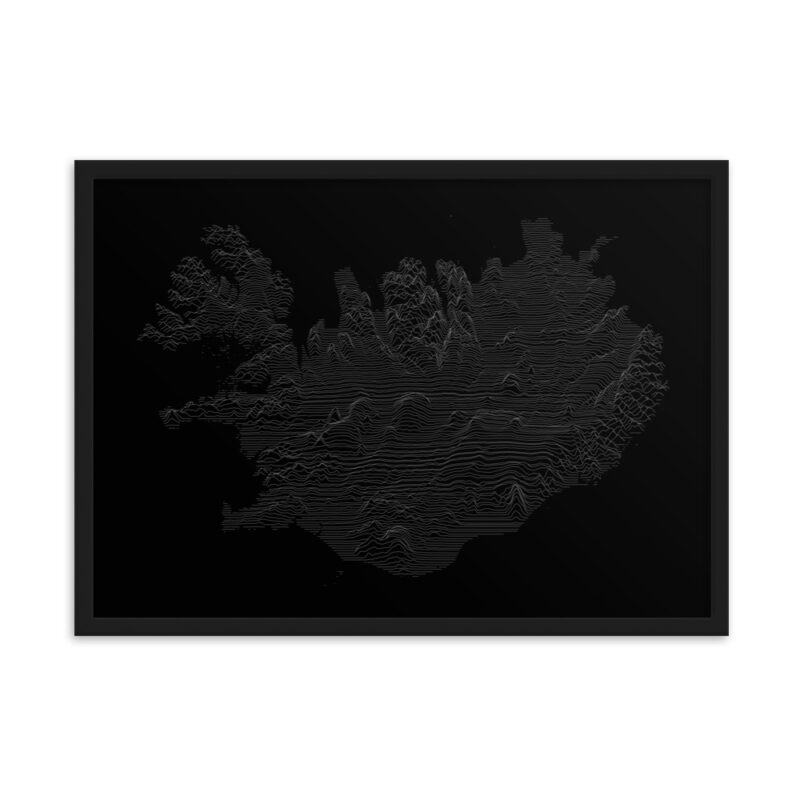Iceland line map framed