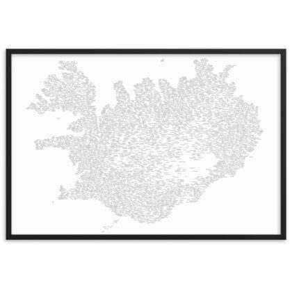 Iceland place names map framed