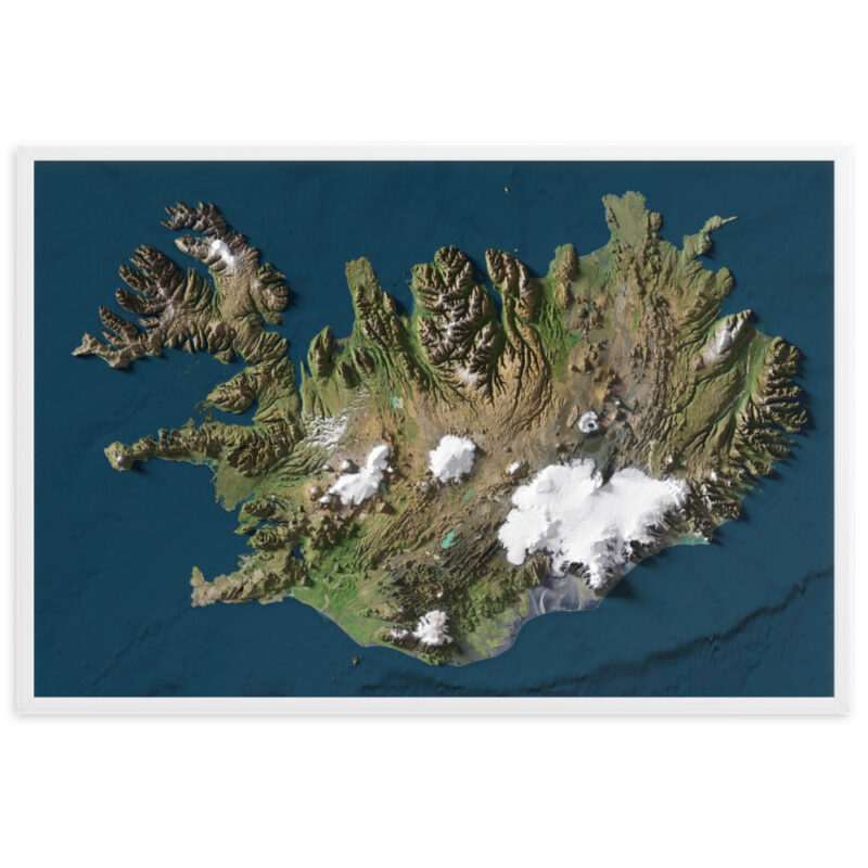 Iceland Satellite Map framed