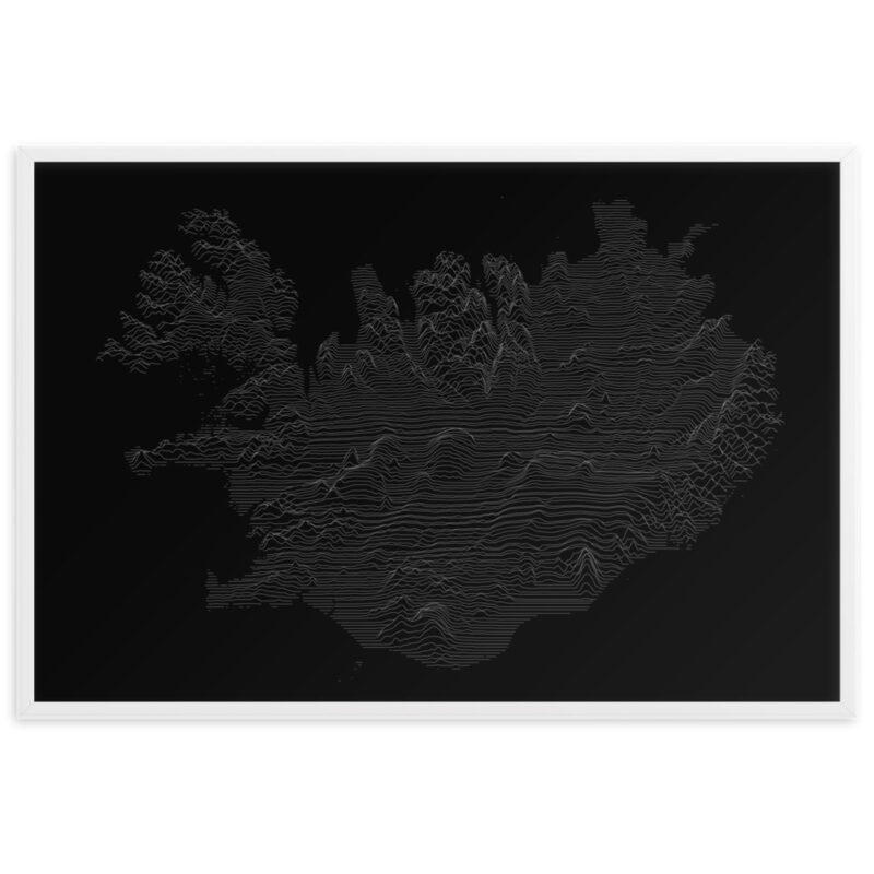 Iceland line map framed
