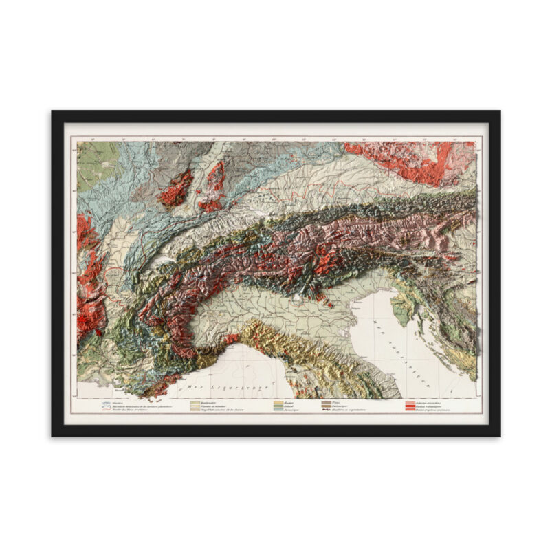 Alps map framed