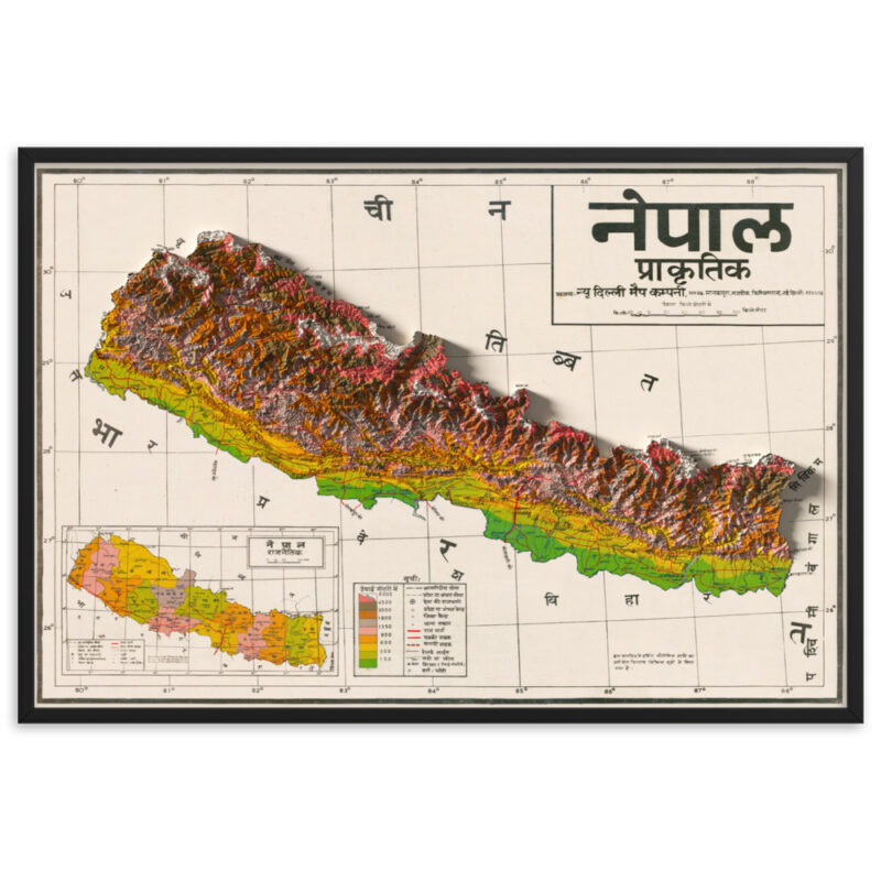 Nepal map framed
