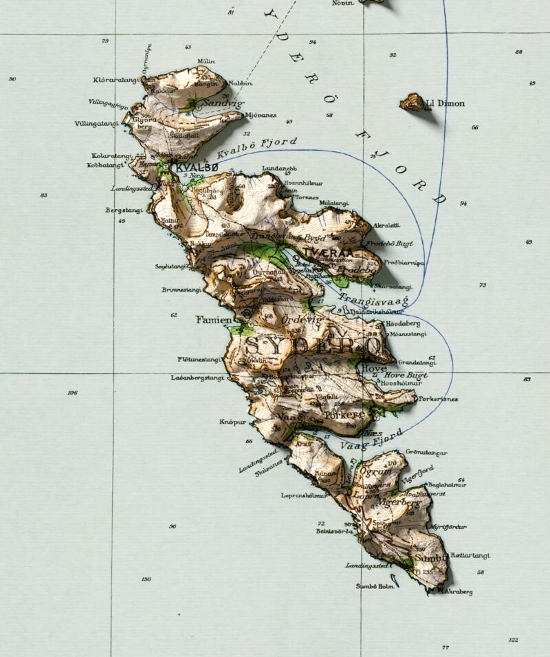 Faroe Islands Shaded relief map Detail 1