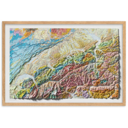 Switzerland Geology - Framed Shaded Relief Map