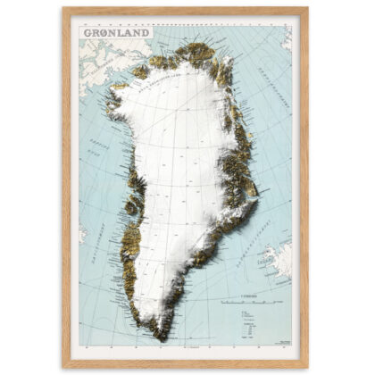 Greenland Shaded Relief Map - Framed